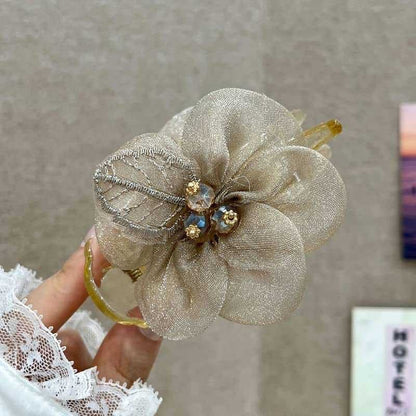 Maruko hairclip women's summer simple temperament, flower mesh, the back of the head, grab the clip pan hairpin