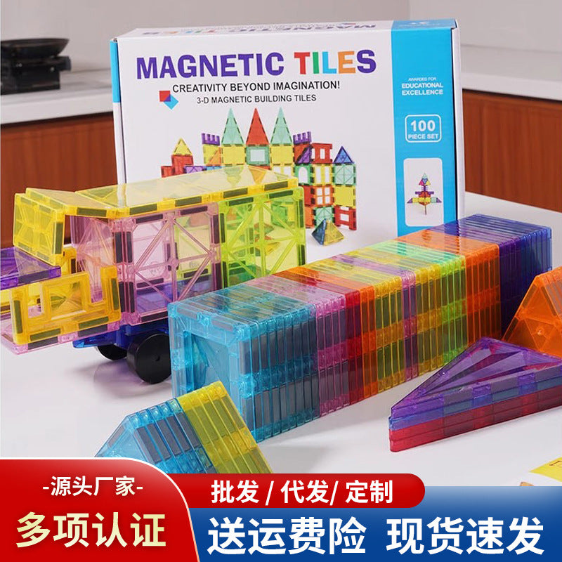large color window magnetic sheet strong magnetic building block children's educational toy assembly for men and women with free shipping