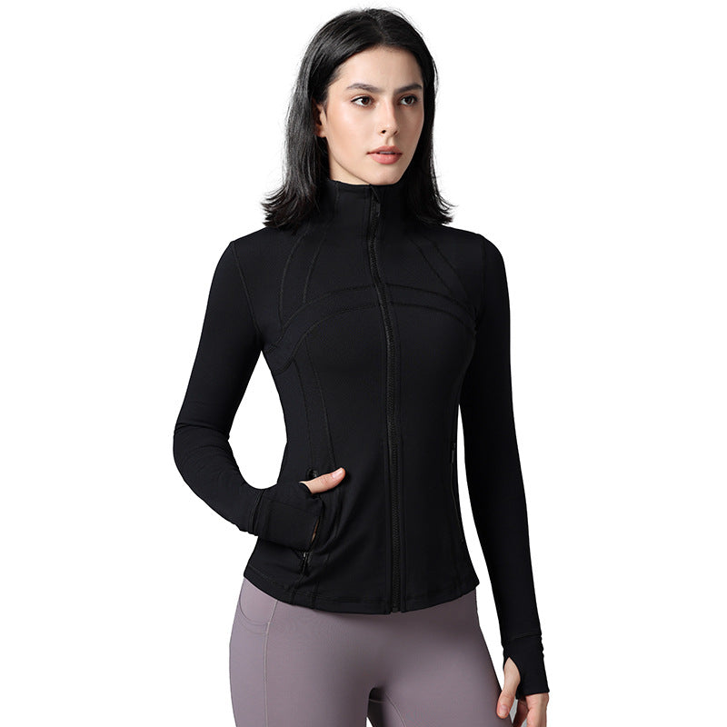Define yoga wear jacket spring and autumn winter yoga top breathable running fitness stand collar skinny sports coat