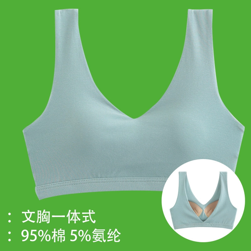 Broken code Qingmei back with chest pad bra one-piece sling tube top female anti-light bottoming student pure cotton underwear