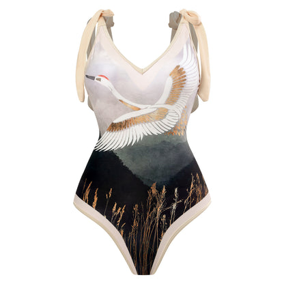 Sexy Retro One-Piece Swimsuit – Tight Fit, Strappy Design, Chiffon Cover-Up Skirt, European & American Fashion for Women