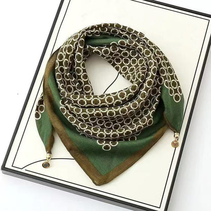 warm square scarf, magnetic buckle, triangle silk scarf, cotton scarf, women's spring, autumn and winter, style scarf, temperament and versatile
