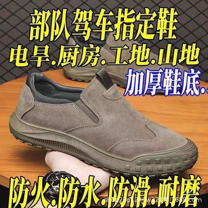 spring popular labor protection shoes men's shoes low-top waterproof leather boots men's outdoor anti-slip wear-resistant casual work shoes