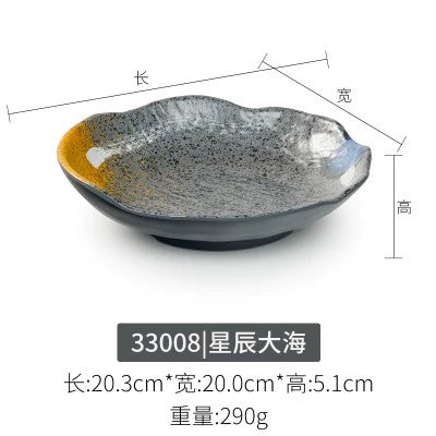 Melamine plate Japanese-style plastic barbecue plate imitation porcelain round flat plate barbecue plate restaurant hot pot tableware dish