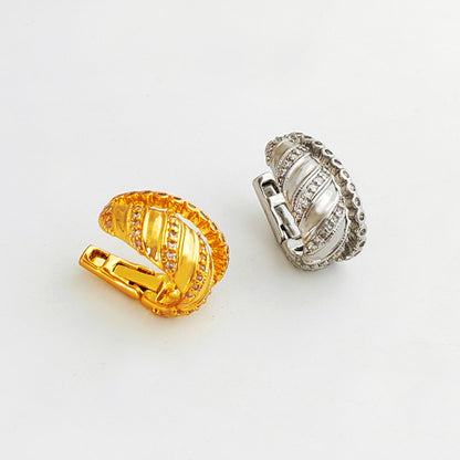 Copper European and American personality metal texture wide-faced double-layer ear clip without ear hole temperament cold style ear bone clip T822