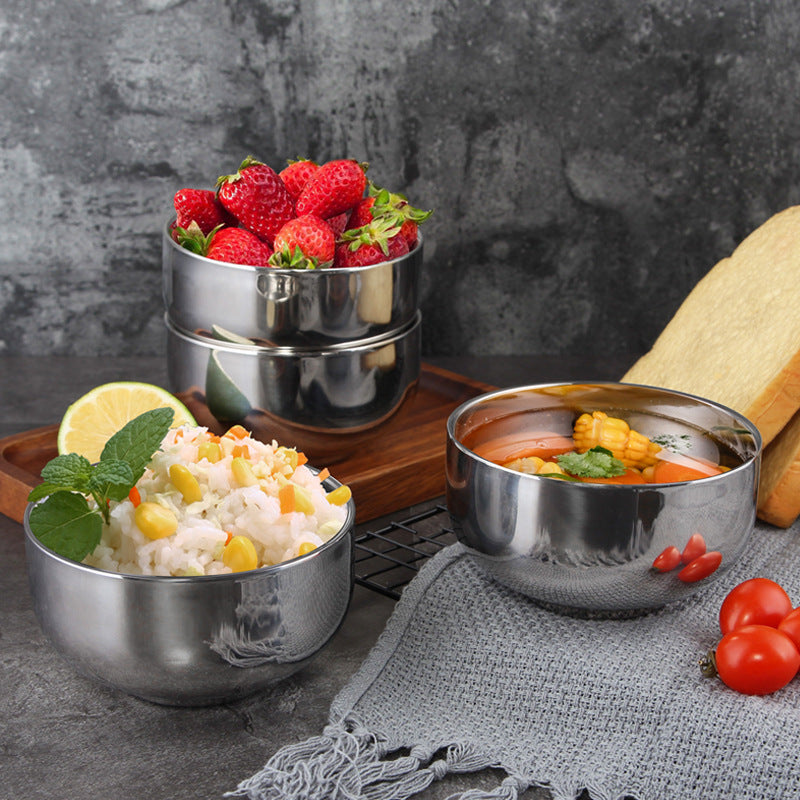 Qifeng Creative Travel Portable Stainless Steel Tableware Spoon Set Retro Tableware Family Tableware Japanese Rice Bowl Bag