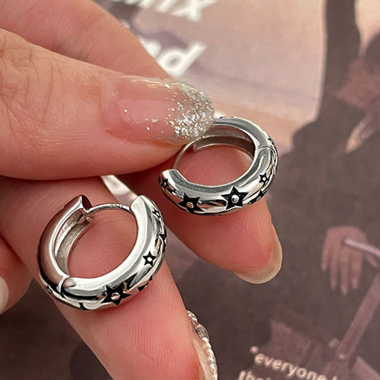 Yongcheng s925 sterling silver earrings niche design sense of high-end earrings American retro star earrings earrings autumn and winter