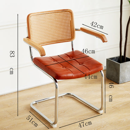A piece of rattan chair ins wind leather medieval chair retro home rattan dining chair Nordic balcony backrest chair