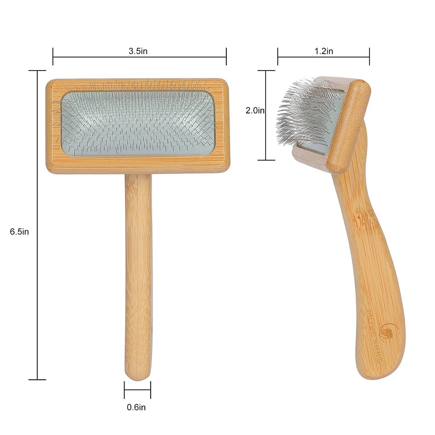 Safe and soft wooden dog and cat skateboard brush for removing loose hair from long-haired or short-haired dogs
