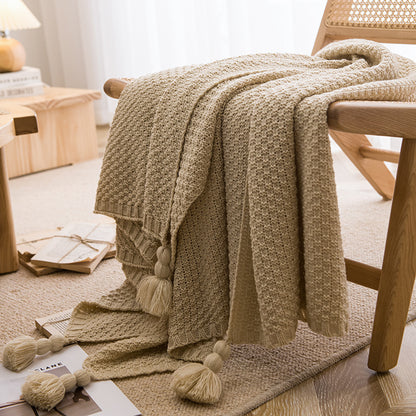 ins style Internet celebrity with the same handmade blanket casual lunch break office tassel sofa blanket simple bed flag bedside blanket