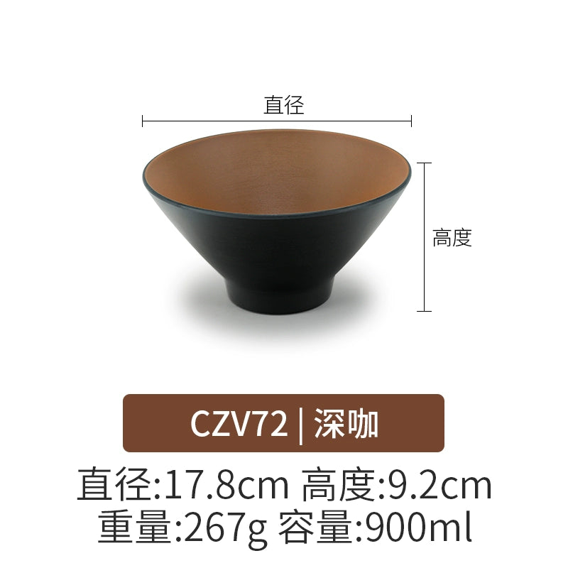 Retro Noodle Shop Imitation Porcelain Two-color Plastic Frosted Bamboo Hat Bowl