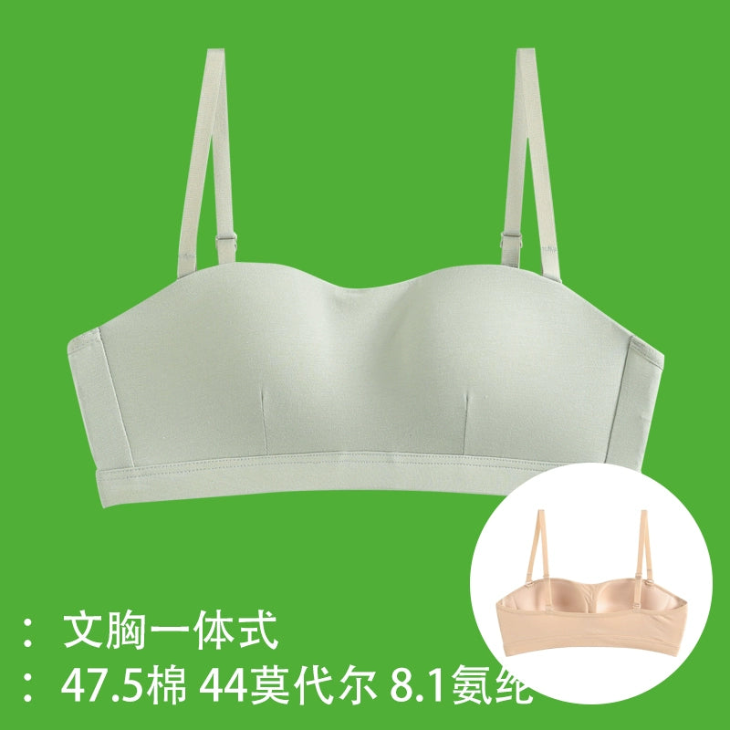 Broken code Qingmei back with chest pad bra one-piece sling tube top female anti-light bottoming student pure cotton underwear