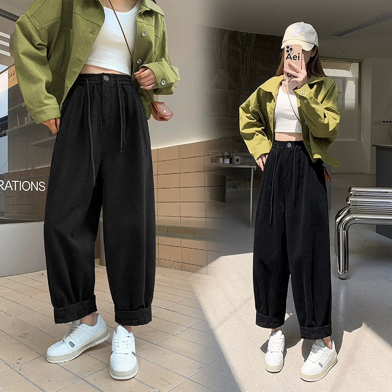Japanese cotton overalls women's spring and autumn 2023 new high waist slimming loose carrot pants casual harem daddy pants