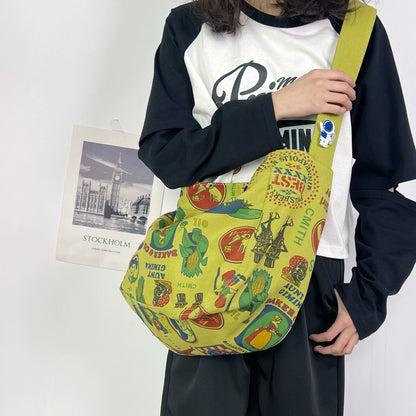 One-shoulder canvas bag women's large-capacity ins Korean style Japanese literature and art summer minority college students commuting Messenger bag