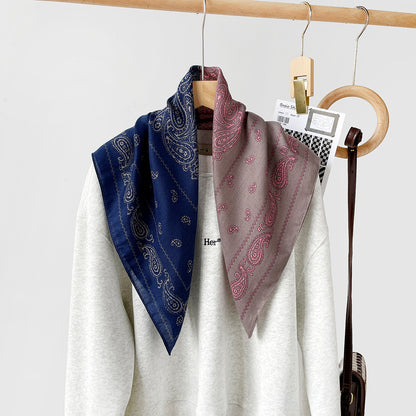 New herringbone cashew silk scarf, color-blocking square scarf, literary retro small square scarf, decorative scarf, breathable scarf