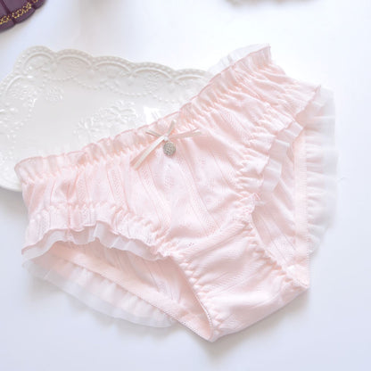 Long-term supply Japanese hollow cotton cotton princess sexy embroidery flash triangle girl ladies panties