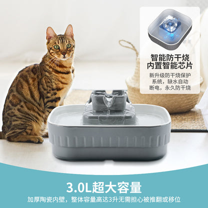High Temperature Ceramic Pet Electric Water Dispenser Automatic Circulation Fountain Filtration Cat Dog Water Feeder Dog Cat Universal