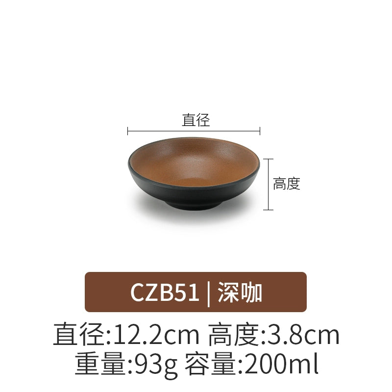 Retro Noodle Shop Imitation Porcelain Two-color Plastic Frosted Bamboo Hat Bowl