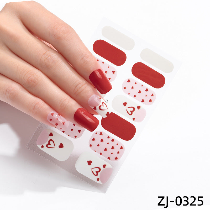 new French manicure stickers full paste ice transparent net red Japanese cartoon nail stickers cute nail polish film