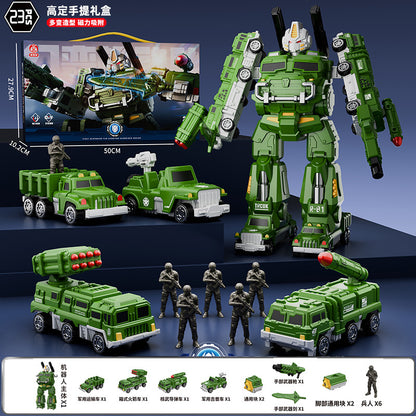 genuine children's magnetic transformer robot diamond building blocks magnetic boy toys magnetic assembly engineering vehicle