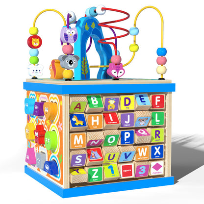 Children's Wooden Large Multifunctional Puzzle Big Wrapping Beads Treasure Chest Early Education Intelligence Matching Scene Intelligence Box Toys
