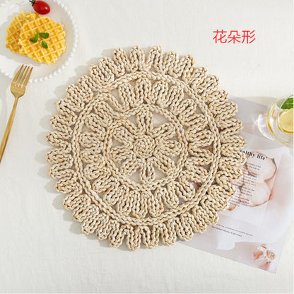 Japanese-style home natural corn husk handmade straw woven tea mat table mat heat-resistant casserole mat plate cup placemat