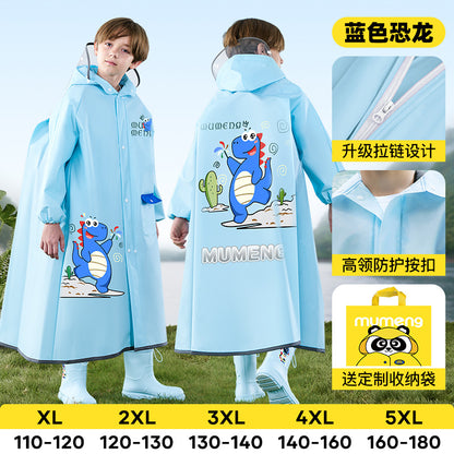Mumeng children's raincoat boy's whole body rainstorm bag seat cycling poncho breathable and wear-resistant school walking raincoat