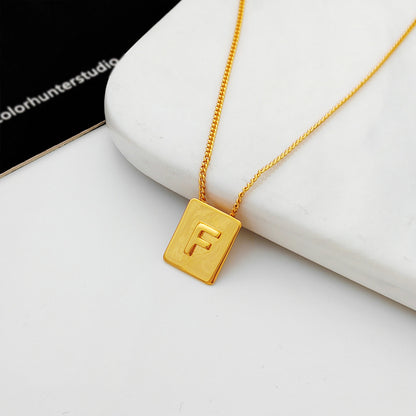 Copper-plated real gold European and American retro simple geometric letter necklace personality trendy necklace net red collarbone chain T547