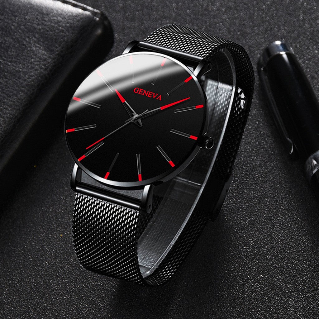 fashion blue needle men's watch men's watch quartz watch mesh belt spot one piece