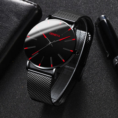 fashion blue needle men's watch men's watch quartz watch mesh belt spot one piece