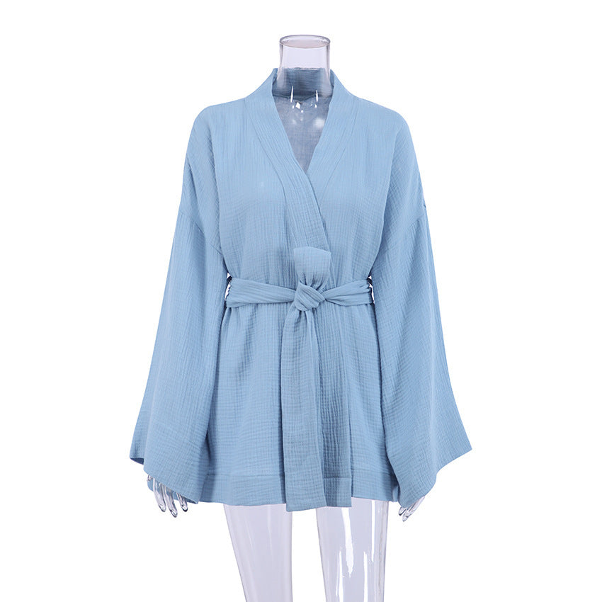 summer French style pajamas fashion nightgown two-piece set double-layer gauze suspenders nightdress ruffled ladies home clothes