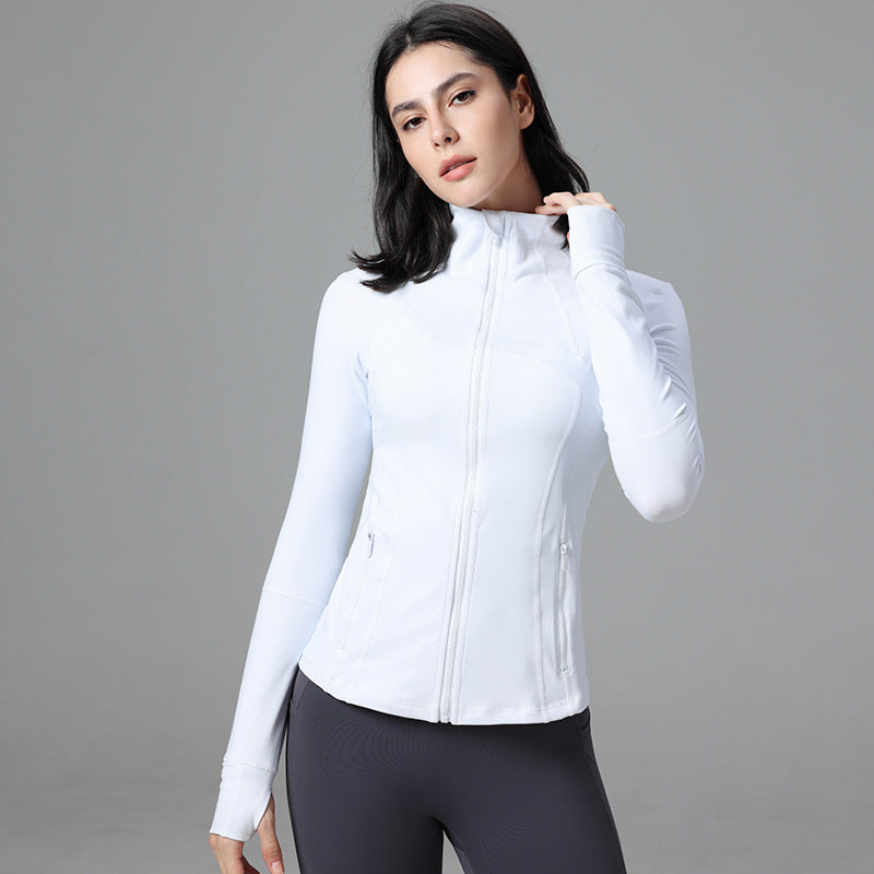 Define yoga wear jacket spring and autumn winter yoga top breathable running fitness stand collar skinny sports coat