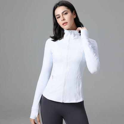 Define yoga wear jacket spring and autumn winter yoga top breathable running fitness stand collar skinny sports coat