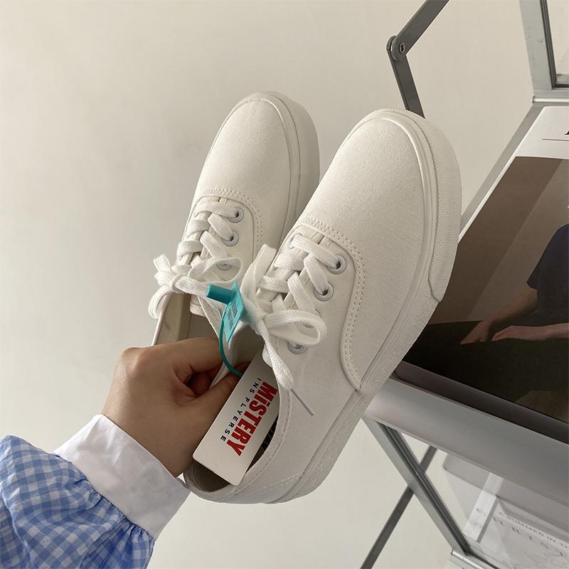 White shoes Japanese basic style canvas small white female students autumn all-match new street style white sneakers