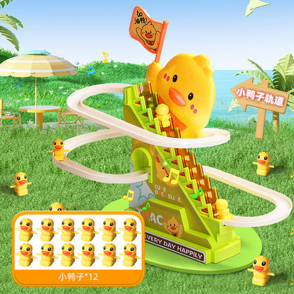 New Little Yellow Duck Electric Stair Climbing Toy Rail Car Slide Baby Puzzle 0-3 Years Old Baby Gift