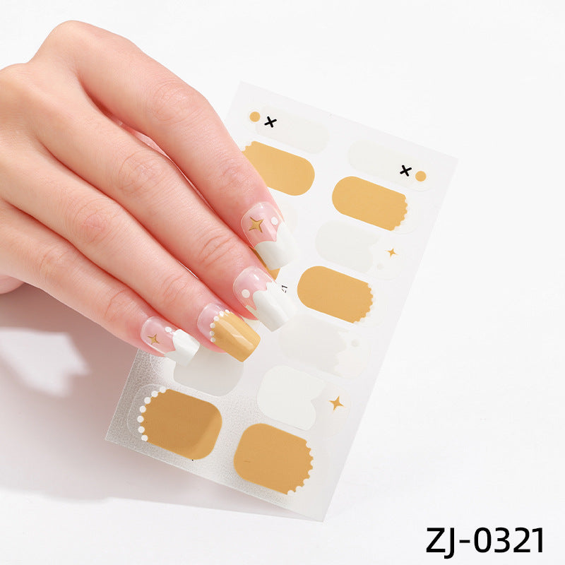 new French manicure stickers full paste ice transparent net red Japanese cartoon nail stickers cute nail polish film