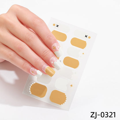 new French manicure stickers full paste ice transparent net red Japanese cartoon nail stickers cute nail polish film