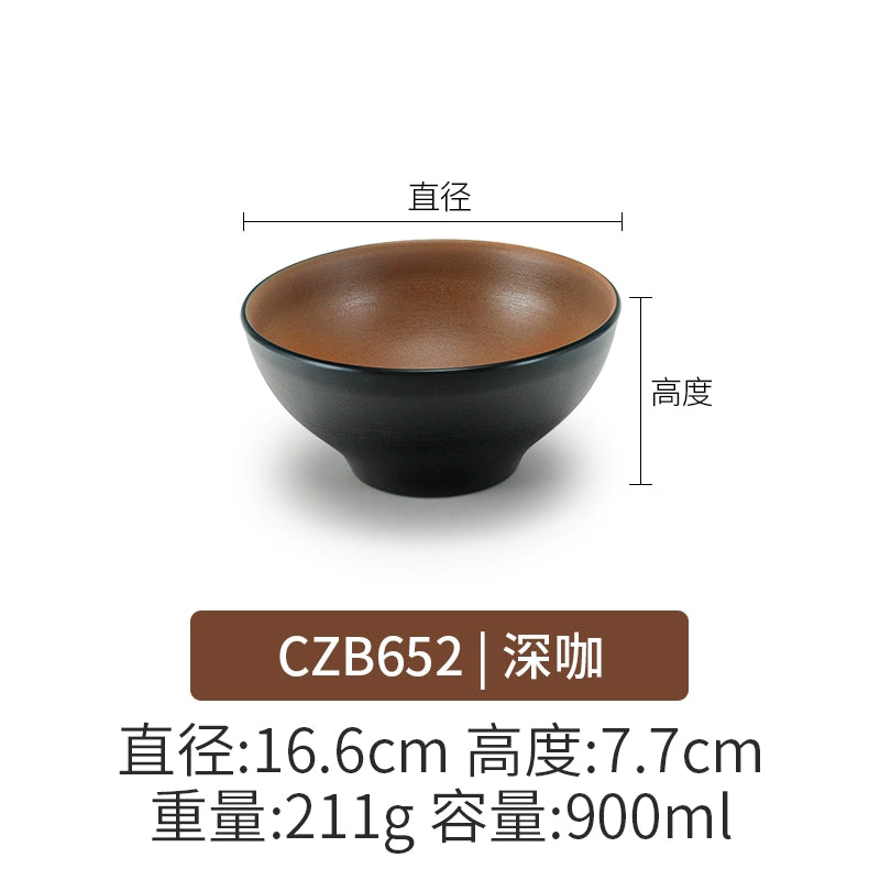 Retro Noodle Shop Imitation Porcelain Two-color Plastic Frosted Bamboo Hat Bowl