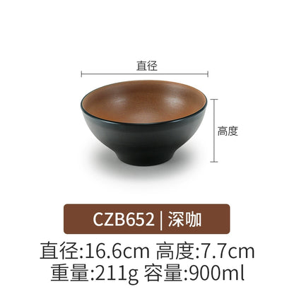 Retro Noodle Shop Imitation Porcelain Two-color Plastic Frosted Bamboo Hat Bowl