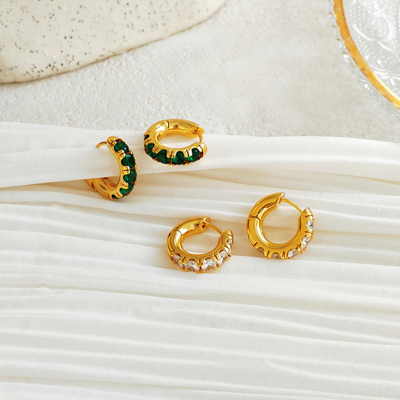 Copper plated gold inlaid earrings
