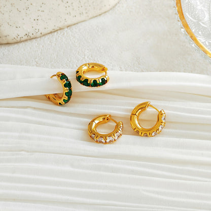 Copper plated gold inlaid earrings