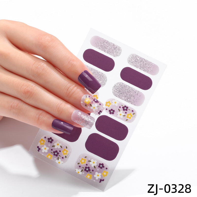 new French manicure stickers full paste ice transparent net red Japanese cartoon nail stickers cute nail polish film
