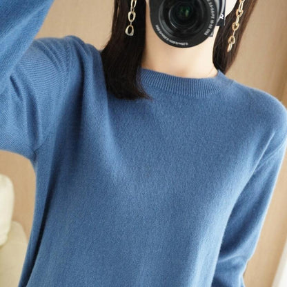 Sweater women's autumn and winter crew neck long sleeve pullover knitted sweater women's women's  sweater base shirt women's top Korean