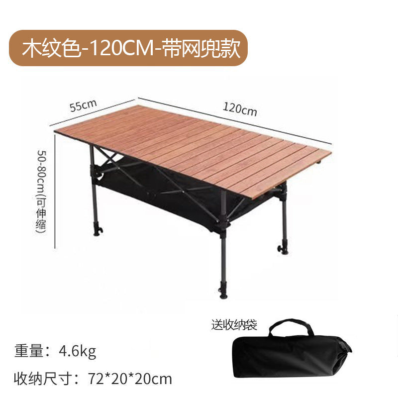 Outdoor Folding Table Metal Egg Roll Table Portable Camping Picnic Table Setting Table Camping Barbecue Self Drive Tour