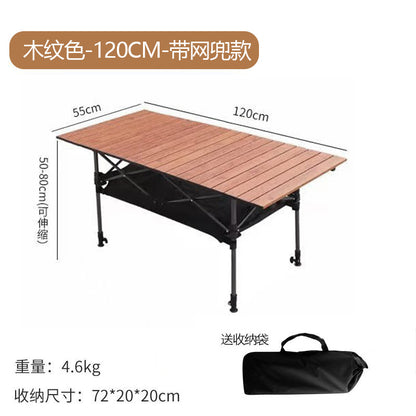 Outdoor Folding Table Metal Egg Roll Table Portable Camping Picnic Table Setting Table Camping Barbecue Self Drive Tour