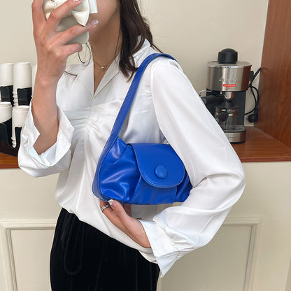 Pure color bag women new trendy Korean version simple shoulder Messenger bag spring and summer new small fresh saddle bag