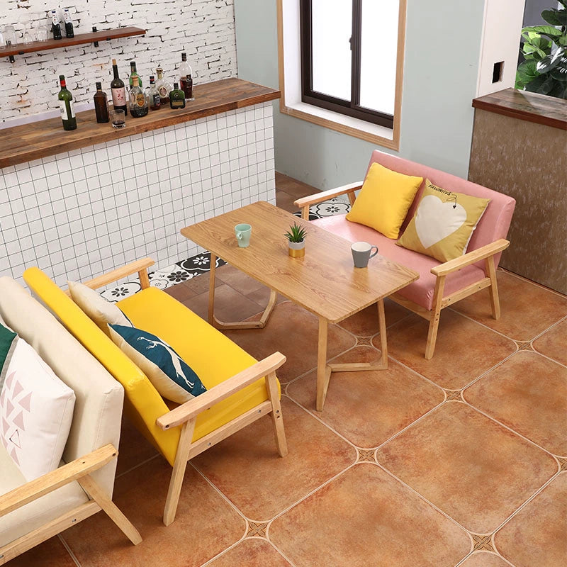 Nordic Japanese-style simple combination small apartment solid wood rental house modern economical clothing store double sofa table and chairs