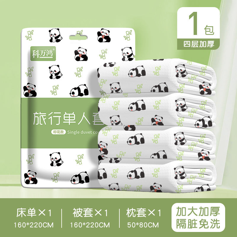 Travel disposable bed sheets, duvet covers, pillowcases, travel dirty pockets, portable three or four pieces of hotel double bedding
