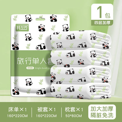 Travel disposable bed sheets, duvet covers, pillowcases, travel dirty pockets, portable three or four pieces of hotel double bedding