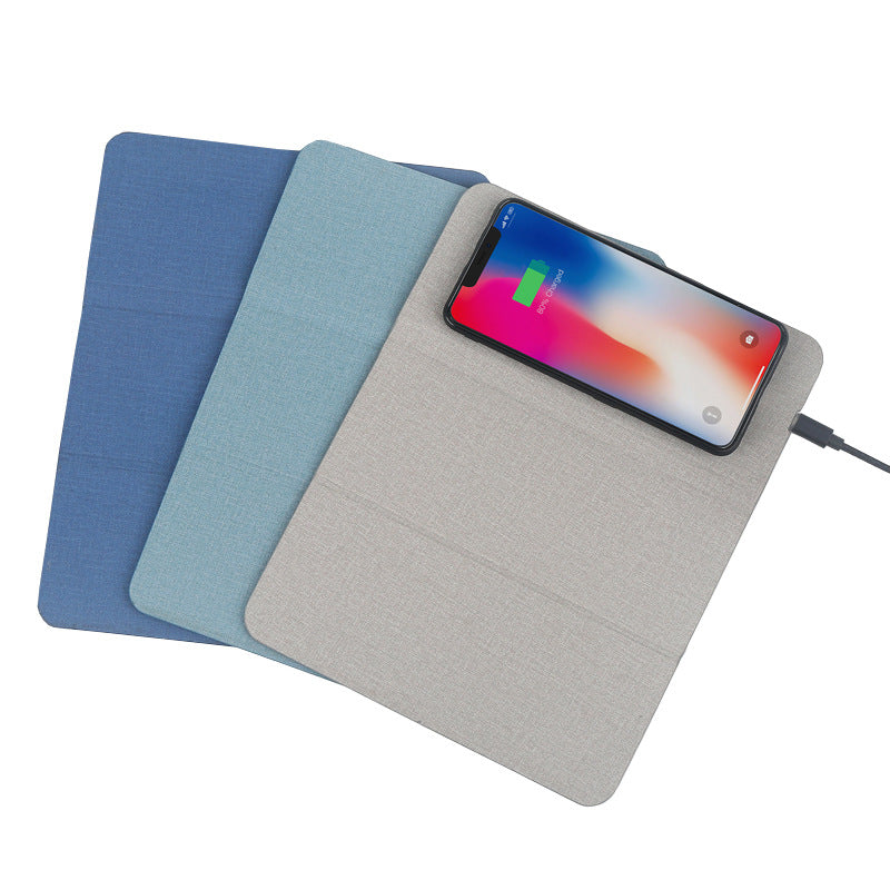 Cross-border mobile phone wireless charging mouse pad portable wireless charging folding mouse pad small laser engraving LOGO
